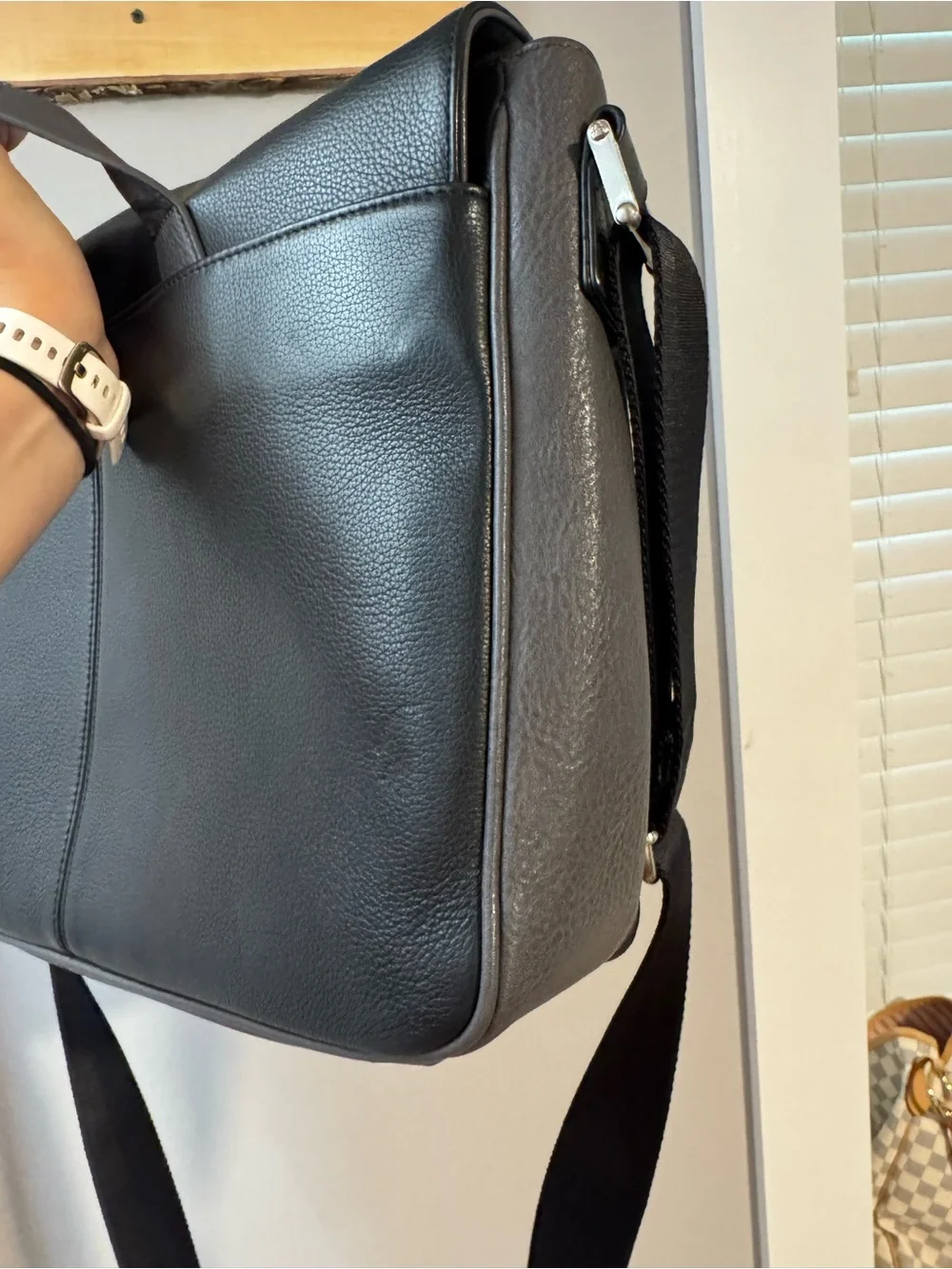 Robert Graham Black and Gray Leather Messenger Satchel, NWOT